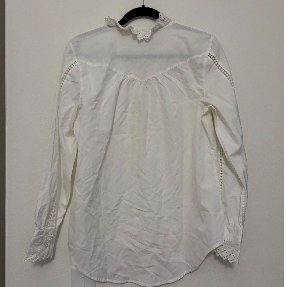 Sundance White Eyelet Lace Blouse Cotton Boho Cottagecore Prairie Top Medium zz - Picture 3 of 7